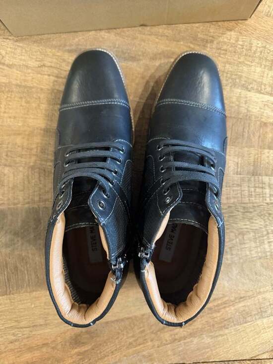 Steve Madden Jotting Men’s 10 Black Leather Cap Toe Chukka Boots NIB Zip Lace main image 4